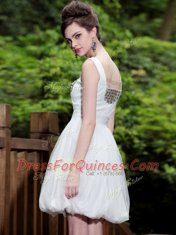 Luxurious White Prom Party Dress Prom and Party and For with Beading Straps Sleeveless Side Zipper