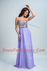 On Sale Lavender Sweetheart Zipper Beading Prom Party Dress Brush Train Sleeveless