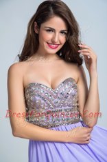 On Sale Lavender Sweetheart Zipper Beading Prom Party Dress Brush Train Sleeveless
