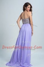 On Sale Lavender Sweetheart Zipper Beading Prom Party Dress Brush Train Sleeveless