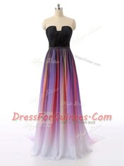 Superior Multi-color Homecoming Dress Chiffon Sweep Train Sleeveless Ruching