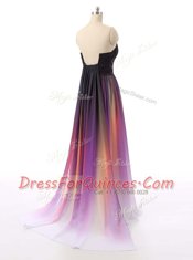 Superior Multi-color Homecoming Dress Chiffon Sweep Train Sleeveless Ruching