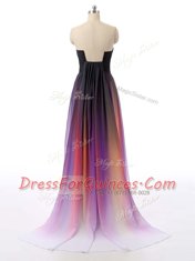 Superior Multi-color Homecoming Dress Chiffon Sweep Train Sleeveless Ruching