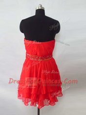 Luxury Sweetheart Sleeveless Zipper Dress for Prom Red Organza