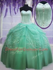 Apple Green Sweetheart Neckline Beading and Sequins Vestidos de Quinceanera Sleeveless Lace Up