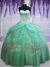 Apple Green Sweetheart Neckline Beading and Sequins Vestidos de Quinceanera Sleeveless Lace Up