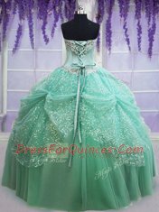 Apple Green Sweetheart Neckline Beading and Sequins Vestidos de Quinceanera Sleeveless Lace Up