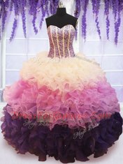 Ruffled Ball Gowns Quinceanera Gowns Multi-color Sweetheart Organza Sleeveless Floor Length Lace Up