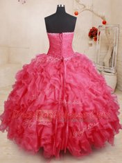 Affordable Sleeveless Beading and Ruffles Lace Up Quinceanera Dress