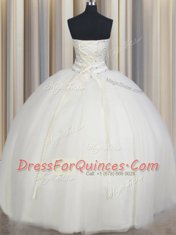 Inexpensive White Lace Up Quince Ball Gowns Beading Sleeveless Floor Length