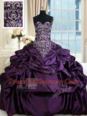 Pick Ups Floor Length Ball Gowns Sleeveless Purple 15th Birthday Dress Lace Up