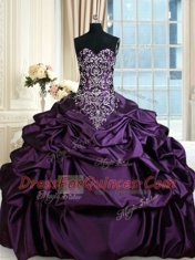 Pick Ups Floor Length Ball Gowns Sleeveless Purple 15th Birthday Dress Lace Up