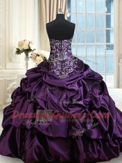 Pick Ups Floor Length Ball Gowns Sleeveless Purple 15th Birthday Dress Lace Up