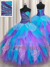 Ball Gowns 15th Birthday Dress Multi-color Sweetheart Tulle Sleeveless Floor Length Lace Up