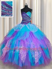 Ball Gowns 15th Birthday Dress Multi-color Sweetheart Tulle Sleeveless Floor Length Lace Up