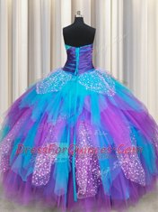 Ball Gowns 15th Birthday Dress Multi-color Sweetheart Tulle Sleeveless Floor Length Lace Up