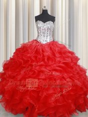 Captivating Sleeveless Beading and Ruffles Lace Up Quinceanera Gowns