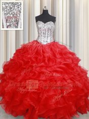 Captivating Sleeveless Beading and Ruffles Lace Up Quinceanera Gowns