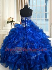 Luxury Royal Blue Sweetheart Neckline Beading and Ruffles and Ruffled Layers Quinceanera Dress Sleeveless Lace Up