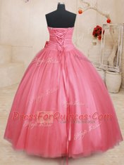 Flare Pink Sweetheart Neckline Beading and Bowknot Sweet 16 Dress Sleeveless Lace Up