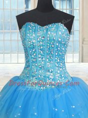 Clearance Multi-color Sleeveless Tulle Lace Up Sweet 16 Dresses for Military Ball and Sweet 16 and Quinceanera