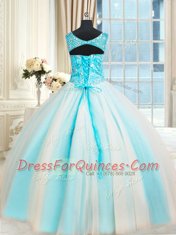 Sleeveless Tulle Ball Gown Prom Dress Beading Lace Up
