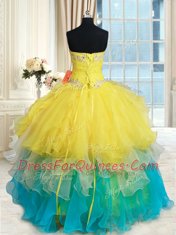Hot Selling Multi-color Sweetheart Neckline Beading and Ruffles Quinceanera Gowns Sleeveless Lace Up