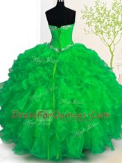 Organza Sleeveless Floor Length Sweet 16 Quinceanera Dress and Beading and Ruffles