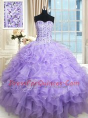 Decent Floor Length Ball Gowns Sleeveless Lavender Sweet 16 Dresses Lace Up