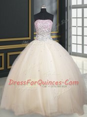 Glittering Sleeveless Beading Lace Up Quinceanera Gown