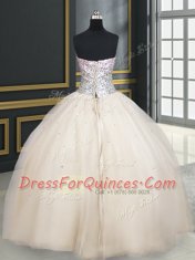 Glittering Sleeveless Beading Lace Up Quinceanera Gown