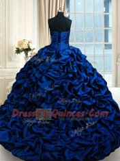 Glorious Royal Blue Lace Up Sweet 16 Dresses Appliques and Pick Ups Sleeveless Court Train