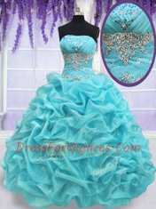 Sleeveless Lace Up Floor Length Beading and Pick Ups Vestidos de Quinceanera