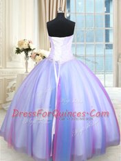 Tulle Sleeveless Floor Length Vestidos de Quinceanera and Beading