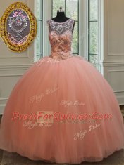 Stylish Scoop Sleeveless Lace Up Floor Length Beading and Sequins 15 Quinceanera Dress