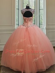 Stylish Scoop Sleeveless Lace Up Floor Length Beading and Sequins 15 Quinceanera Dress