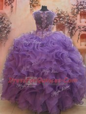 Decent Eggplant Purple Sweet 16 Quinceanera Dress Military Ball and Sweet 16 and Quinceanera and For with Beading and Ruffles Straps Cap Sleeves Zipper