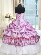 Multi-color Organza and Taffeta Lace Up Sweetheart Sleeveless Floor Length Vestidos de Quinceanera Beading and Pick Ups