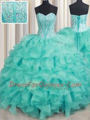 On Sale Organza Sleeveless Quinceanera Gown and Beading and Ruffles