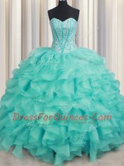 On Sale Organza Sleeveless Quinceanera Gown and Beading and Ruffles