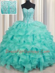 On Sale Organza Sleeveless Quinceanera Gown and Beading and Ruffles