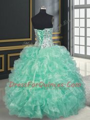 Edgy Organza Sleeveless Floor Length Quinceanera Gown and Beading and Ruffles