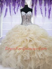 Sleeveless Beading and Ruffles Lace Up Sweet 16 Dress