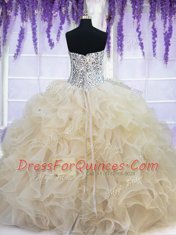 Sleeveless Beading and Ruffles Lace Up Sweet 16 Dress