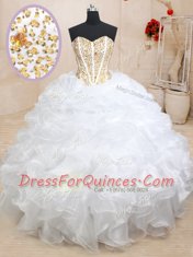 Elegant Organza Sleeveless Floor Length Sweet 16 Quinceanera Dress and Beading and Ruffles