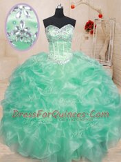 Ball Gowns Quinceanera Gown Apple Green Sweetheart Organza Sleeveless Floor Length Lace Up