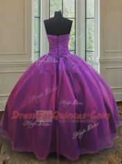Extravagant Floor Length Purple Vestidos de Quinceanera Organza Sleeveless Beading