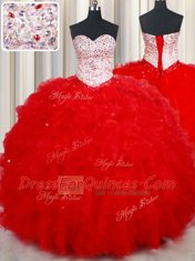 Wonderful Sleeveless Beading and Ruffles Lace Up Sweet 16 Quinceanera Dress