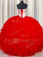 Wonderful Sleeveless Beading and Ruffles Lace Up Sweet 16 Quinceanera Dress