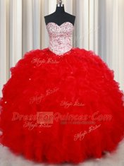 Wonderful Sleeveless Beading and Ruffles Lace Up Sweet 16 Quinceanera Dress